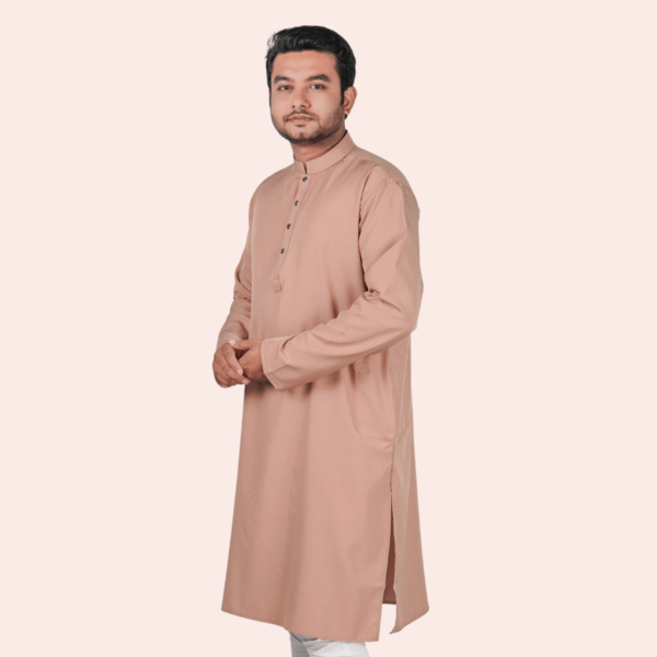 বিস্কুট কালার অরিজিনাল প্রিমিয়াম চায়না ফেব্রিকের সলিড পাঞ্জাবি